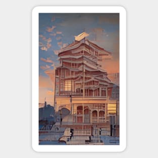 Stunning Ukiyo-e Architecture: Japanese Art Prints Sticker